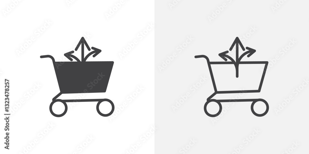 Aufkleber cross sell icons in filled and outline versions for ui designs