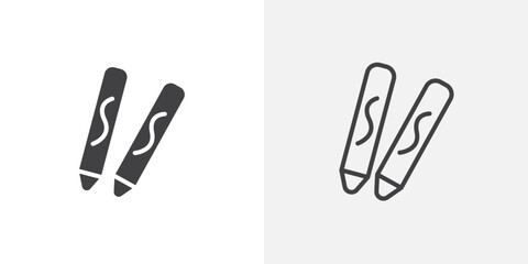 Crayon icons in filled and outline versions for ui designs