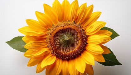 Fototapeta premium close up single yellow sunflower isolated on transparent background