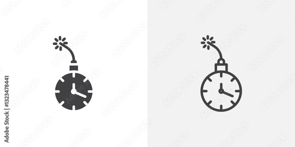Poster deadline icons in filled and outline versions for ui designs
