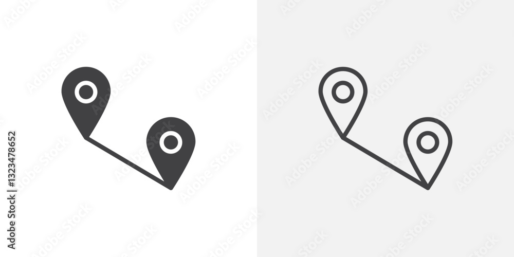 Poster distance icons in filled and outline versions for ui designs