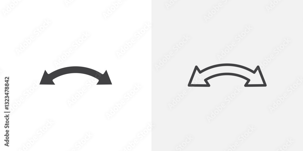 Poster double arrow icons in filled and outline versions for ui designs