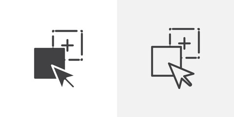 Drag and drop icons in filled and outline versions for ui designs