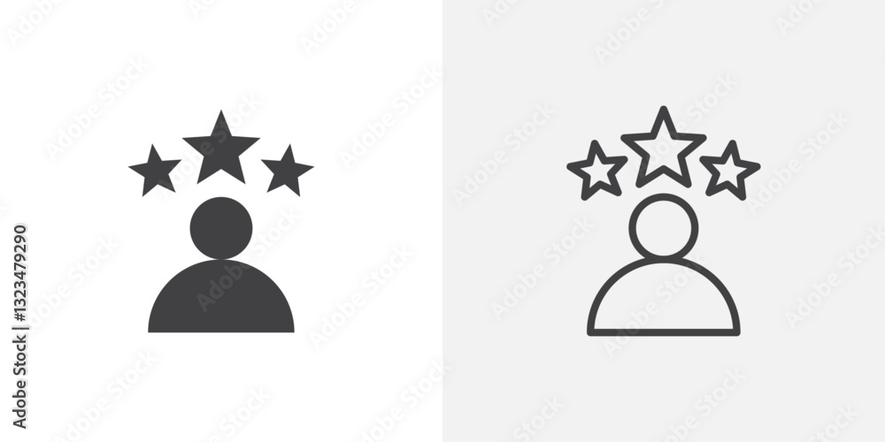 Poster experience icons in filled and outline versions for ui designs