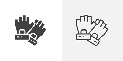 Fitness Gloves icons in filled and outline versions for ui designs