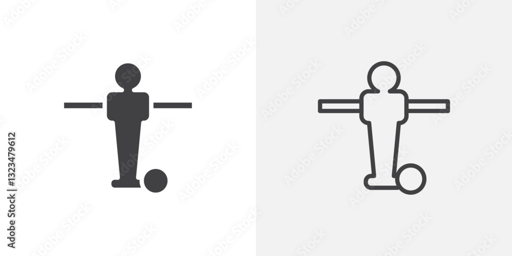 Poster foosball icons in filled and outline versions for ui designs