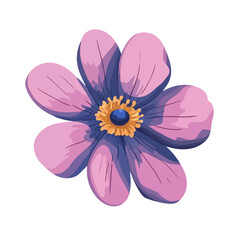 Simple flat 2D icon purple anemone isolated on transparent background, vector, vector, flat design, animation design, simple flat 2D icon, clipart