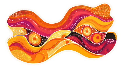 Abstract Art Orange Red  Purple Waves on transparent background