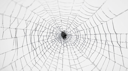 Obraz premium A simple line drawing of a spider web with a black metallic thread