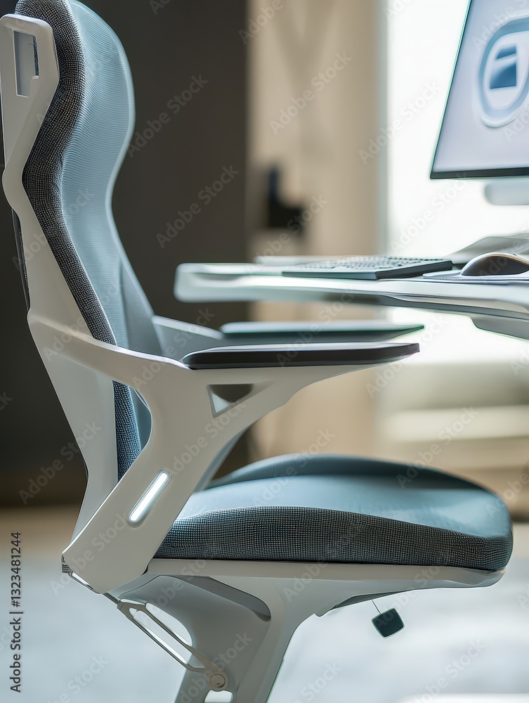Poster Office chair positioned next to a computer creating a functional and efficient workspace setting