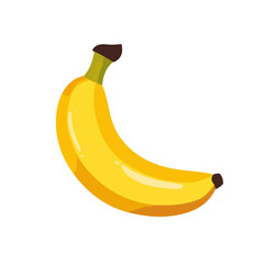 Very Simple flat 2D icon yellow banana isolated on transparent background, vector, vector, flat design, animation design, simple flat 2D icon, clipart
