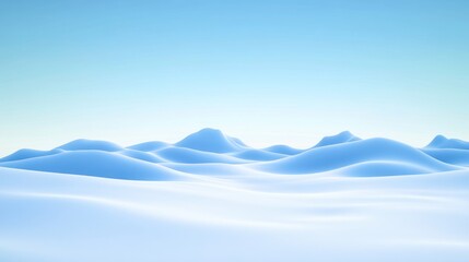 Serene minimalist snow landscape with subtle blue hills under a pale sky.