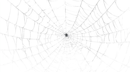 A simple line drawing of a spider web with a black metallic thread
