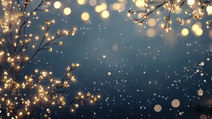 Dark black curved surface sparkling with aesthetics particles, drifting dynamically and generating luxurious luminous effect golden background copy space for text