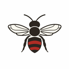My Simple flat 2D icon black and red bee isolated on transparent background, vector, vector, flat design, animation design, simple flat 2D icon, clipart