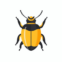 My Simple flat 2D icon black and yellow beetle icon isolated on transparent background, vector, vector, flat design, animation design, simple flat 2D icon, clipart