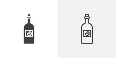 Olive oil icons in filled and outline versions for ui designs