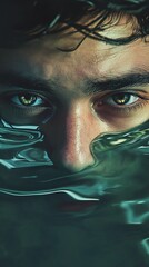 Submerged Gaze: A Mysterious Underwater Portrait