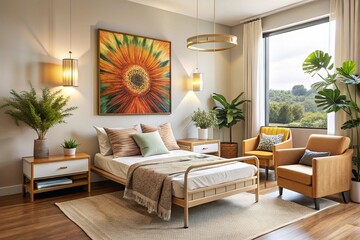 Customizable, vibrant boho art for patient spaces. AI-powered design.