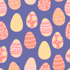 Hand Drawn Easter Egg Seamless Pattern