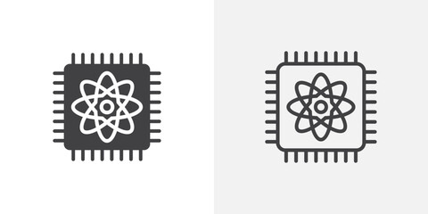 Quantum computing icons in filled and outline versions for ui designs