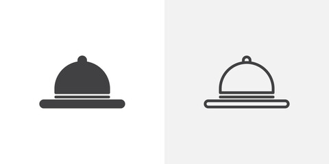 Restaurant Tray icons in filled and outline versions for ui designs