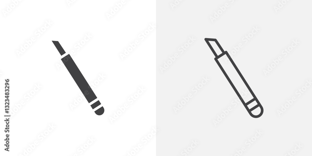 Poster scalpel icons in filled and outline versions for ui designs