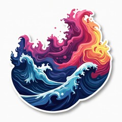 Fototapeta premium Vivid Abstract Art: Colorful Waves Stylized with Swirling Patterns, Ideal for Digital Art or Graphic Design Projects