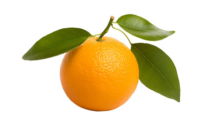 Juicy Orange Fruit with Green Leaves  on transparent background.