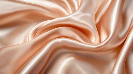 Elegant Soft Peach Satin Fabric Draped in Luxurious Waves and Folds
