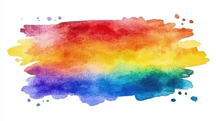 Obraz premium Vibrant Rainbow Watercolor Paint Stroke on White Background