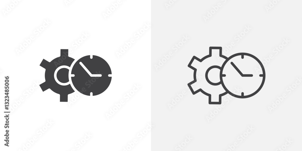 Poster trendy icons in filled and outline versions for ui designs