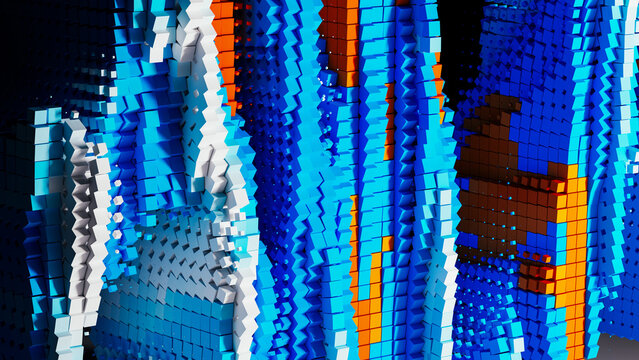 Dynamic abstract design featuring colorful 3D cube shapes