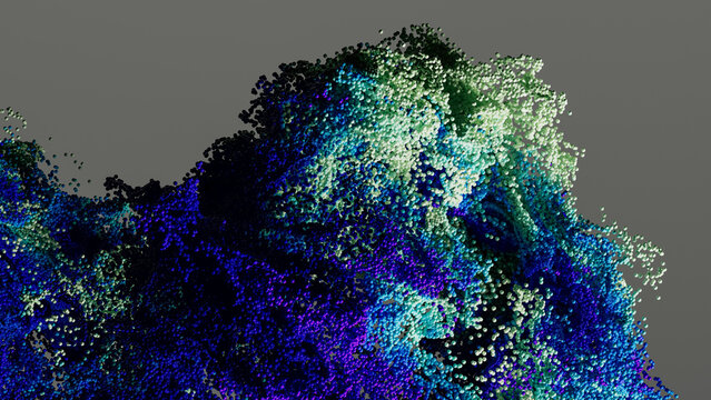 Vibrant particles create an abstract technological background