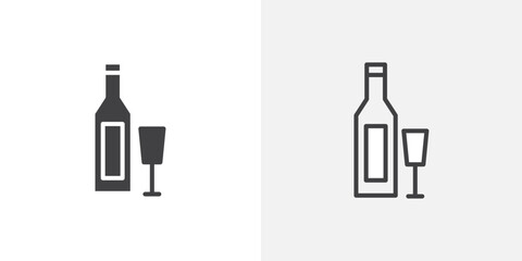 Vodka icons in filled and outline versions for ui designs