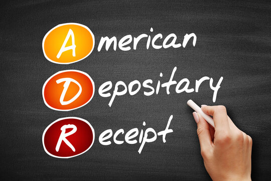 ADR - American Depositary Receipt acronym, business concept on blackboard