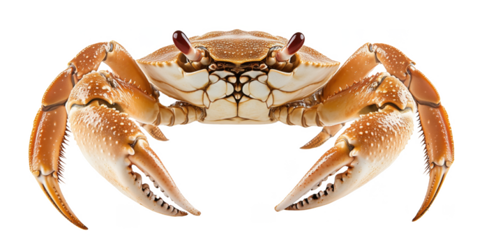 Single red crab isolated on transparent background