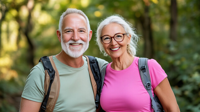 Senior Couple Hiking and Enjoying a Picnic in Forest - Free Stock Photo ...