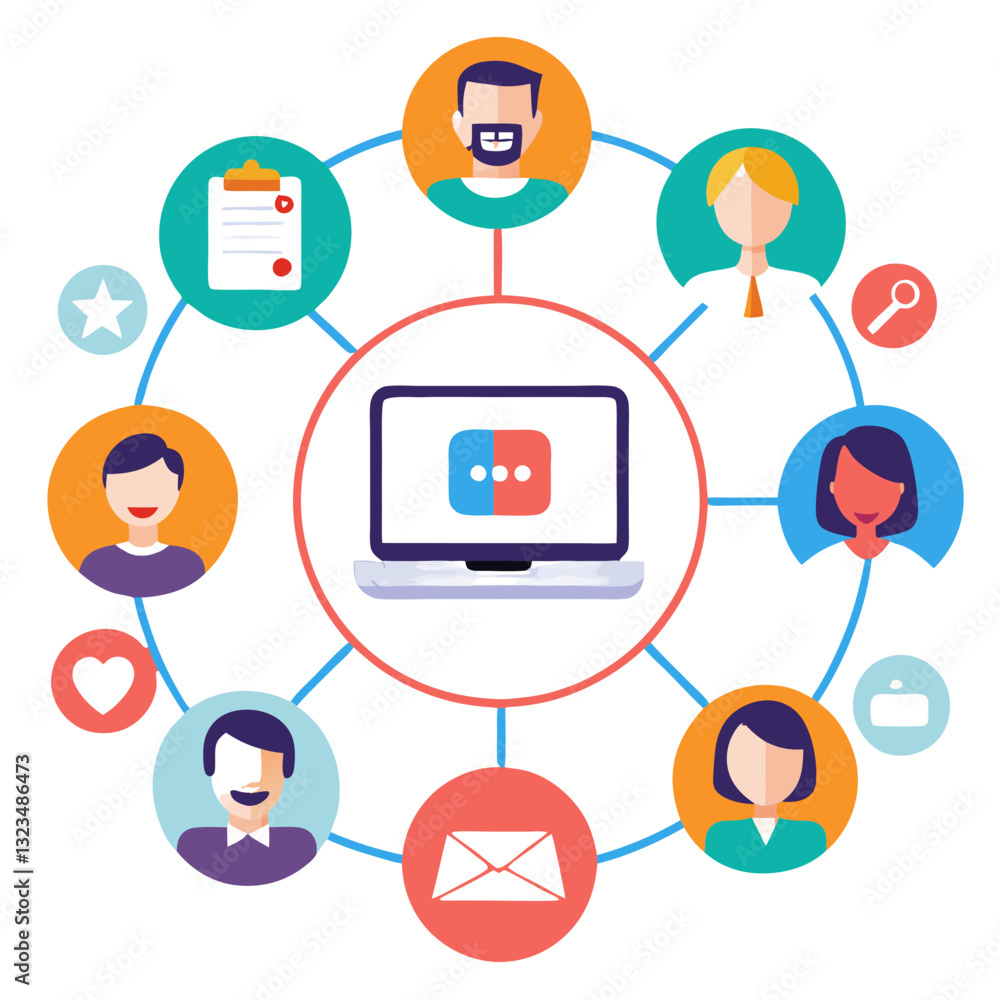 Poster A network is shown with users and devices connected in a secure circle of trust, highlighting collaboration and safety in online interactions within a digital environment