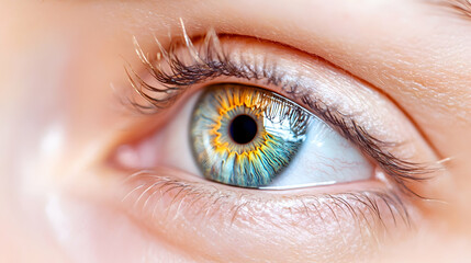 Fototapeta premium Close-up of a vibrant eye, showcasing intricate detail