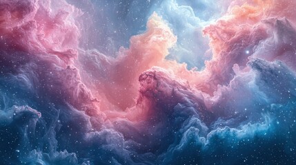 Fototapeta premium Ethereal Colorful Nebula with Swirling Clouds and Stars in Space