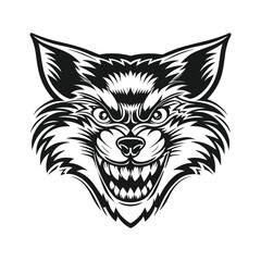 A fierce stylized fox head logo design