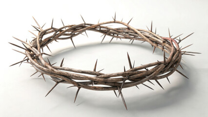 Fototapeta premium Thorny crown symbolizing sacrifice and suffering on a soft background, Palm Sunday 
