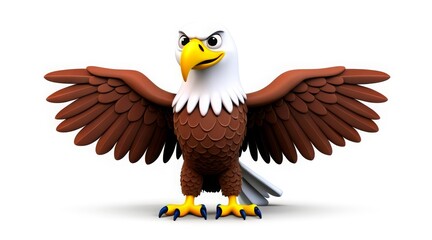 Obraz premium Confident cartoon eagle with striking plumage and wide wingspan