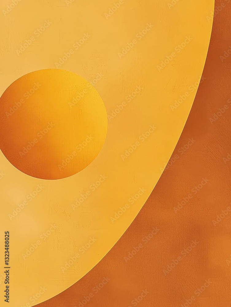 Poster abstract painting featuring shades of yellow and brown with dynamic swirls and textured patterns