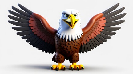 Obraz premium Dominant cartoon eagle with fierce expression and open wings