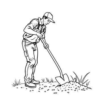 man digging ground with shovel clip art preview
