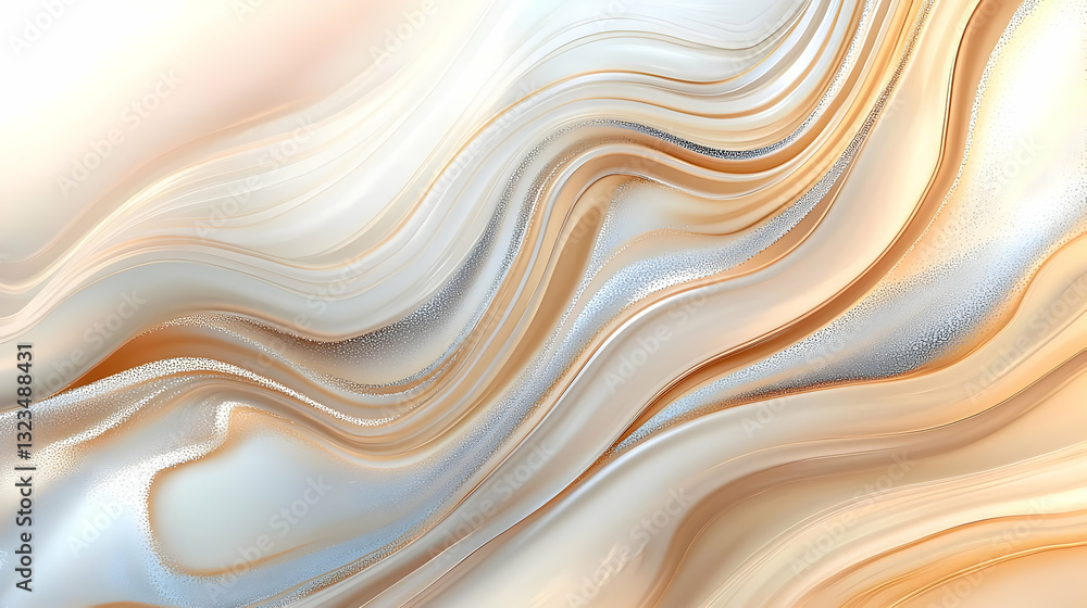 Aufkleber abstract fluid wave design with gold and cream colors creating smooth luxury textured background