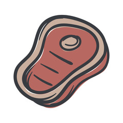 Steak. Meat. Simple Vector Hand Drawn Illustration for Sticker, Print, Icon