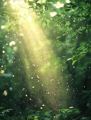 Majestic tree with rays of light shining through its leaves, creating a stunning natural light display
